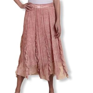 Soft Surroundings Pink Chiffonade Ruffle Skirt size Medium Petite